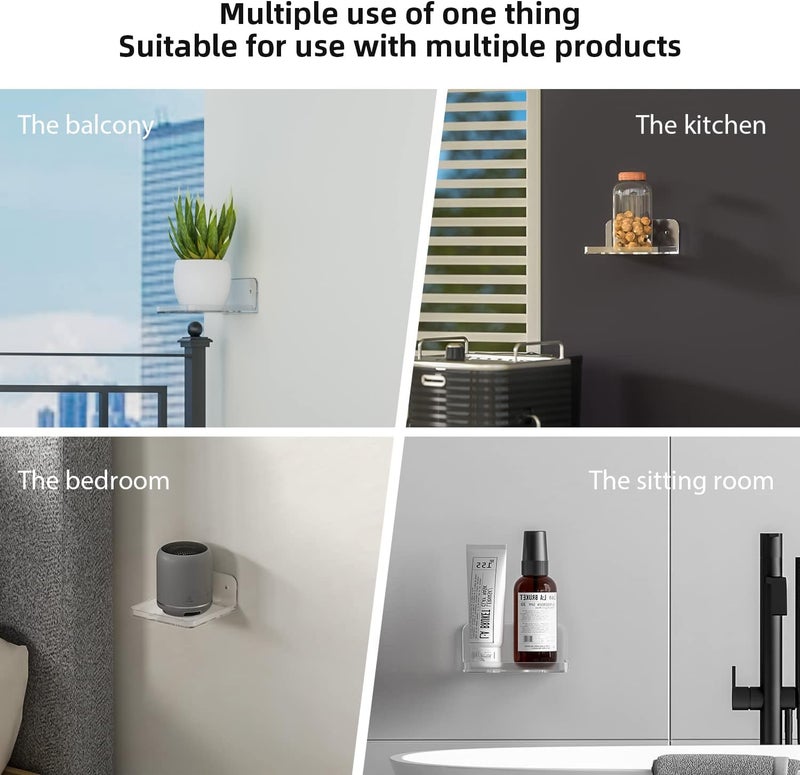 Liboer Wall Mount Floating Shelves for 2 Pcs Camera Mini Speaker Shelf Baby Monitor - Clear Mini Shelf Flexible Use for Wall Space in Bedroom Bathroom Kitchen Living Room - Image 4